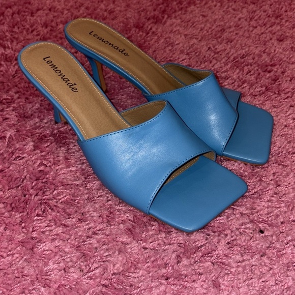Lemonade Blue Square Toe Heels - Picture 4 of 5
